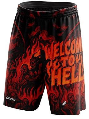 Ataviko Pantaloncino Dante's Inferno Beach Volley Mare, Gym Palestra, Passeggio, Gioco e Tempo Libero, Sport Estivi (IT, Testo, L, Regular, Regular, Inferno)