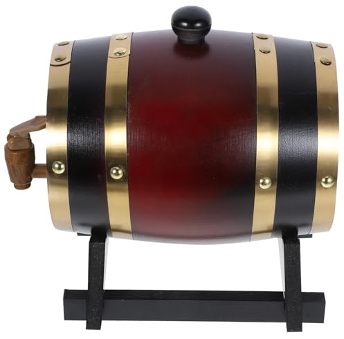 Veemoon Barril de Madera de Roble 15 L para Vino y Cerveza Dispensador de Barril para Bebidas Alcohólicas Color Vino Adecuado para Fiestas y Almacenamiento en Hogar y Bar