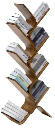 LLYLAFDC Libreria ad Albero con Mobile Contenitore, Libreria da Terra in Legno Massello, Struttura Alta Autoportante per Ufficio Casa(Brown,20 * 63 * 140cm)