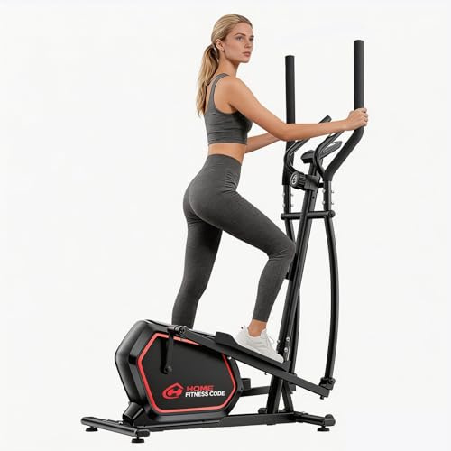 Ellittica Magnetica Compatta per Casa, Resistenza a 16 Livelli con Monitor Frequenza Cardiaca, Monitor LCD, Design Ultra-Silenzioso 30dB, Portata 150kg