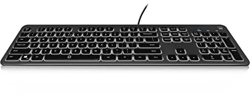 Ewent Tastiera retroilluminata a LED EW3268, cablata USB, dimensioni standard, caratteri grandi, layout QWERTY italiano, nero/grigio