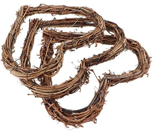 Natural Rattan Heart Wreath - Rustic Wicker Wall Decor for Wedding & Front Door Display, 15CM 3PCS Holiday Party Supplies