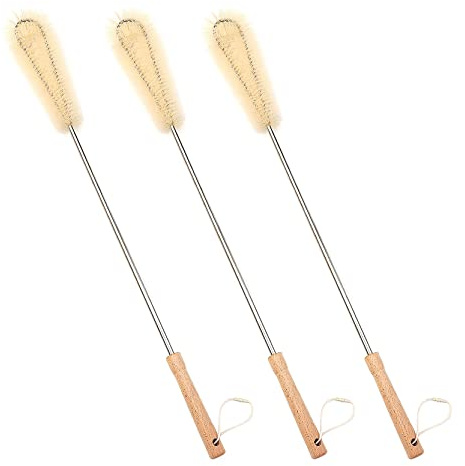 UPTALY 61 cm lange Bürste zum Reinigen (3 Stück Nylon), Buchenholzgriff, extra lange Flaschenbürste mit verlängerter Edelstahlstange, für hohe Flaschen, Gallonen-Wasserkrug, große Gefäße