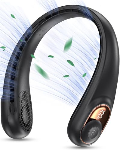 KIDEE Neck Fan, Portable Bladeless Neck Fans, Upgrade 360° Airflow, Super Quiet, 3 Speeds, 4000mAh Personal Wearable Neck Fan, Upgraded Cooling Air Volume USB Rechargeable Hands Free Fan