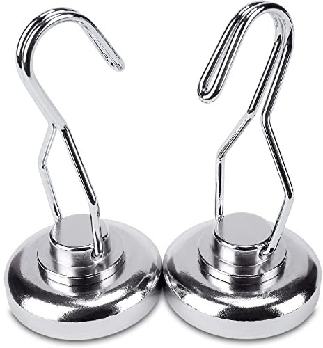 Sensei 2 Stück Neodym-Magnet mit drehbarem Haken Ø36 x H64 mm, sehr starke Magnethaken 45 kg Tragkraft