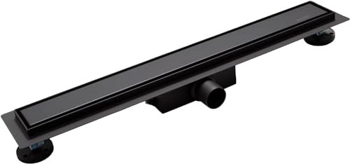 BALNEO Duplex Next Duschrinne Komplettset 100 cm - Duschabfluss 2in1 Paneel Bodenablauf Dusche - Entwässerungsrinne Duschablauf Flach Haarsieb Abflusssieb Geruchsverschluss - Schwarz