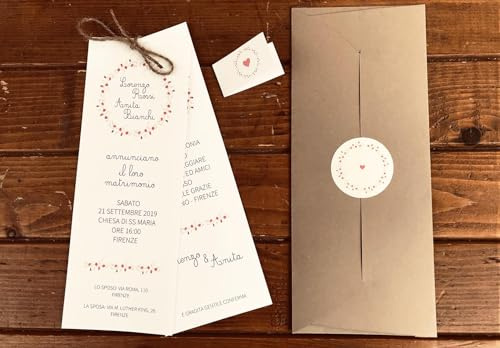 Lenozzedialice 20 Set partecipazioni Nozze Personalizzate inviti Matrimonio SEGNALIBRO art.072 quantità a scelta