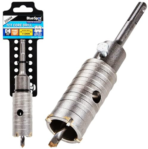 BlueSpot 35 | 40 | 50 | 82 & 110mm CORE DRILL Bit SDS + TCT Concrete Carbon Steel Hole Masonry DIY Pilot CNC YG8C Tungsten Cutter Holesaw Drainage Power Tools UK FREE P&P (35mm Core Drill (19522))