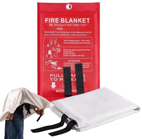 Qumiuu Manta ignífuga | Supervivencia de Mantas ignífugas para el hogar | Manta de extintor de Incendios de 1x1m, Manta ignífuga, Equipo de Seguridad contra Incendios para Cocina, hogar, Grasa,