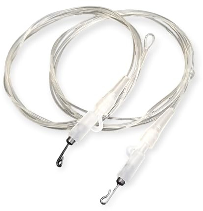 TJR Tackle Lot de 2 Bas de Ligne pour Carpe en fluorocarbone avec Clips de sécurité pour Plomb et émerillons à Changement Rapide (Transparent)