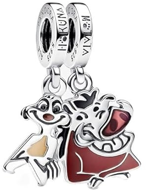 Lion meerkat warthog duo charm. Compatible with Pandora and other similar sized charm bracelets.