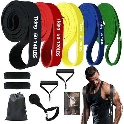 12 PC Resistance Bands Kit 18-140LBS Heavy Resistance Exercise Workout Bands Gym Bands Pull Up Assist Bands for Men Therapy Body Stretching Fitness Training Muscle Training Powerlifting Winter At Home