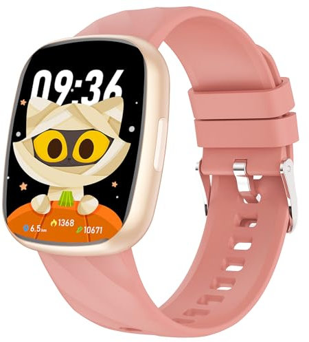 Montre Enfant Non Connectée ou Connectée, Fitness Tracker Montre Intelligente IP68 Étanche avec 100+ Modes de Sport, Cardiofrequencemètre, Podomètre, Cadeau pour Garçons Filles Ados, Rouge Clair