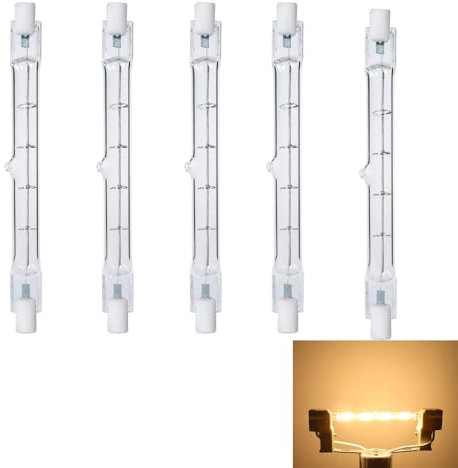 WeiHong Lampadina alogena R7S 118 mm 230 V 100 W 300 W dimmerabile, bianco caldo 2700 K 3000 K J118, tubo per proiettori architettonici, illuminazione paesaggistica, confezione da 5 (300 W bianco