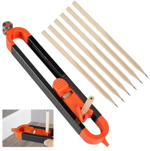 Eophmi Scribe Tool 7pcs Contour Gauge with Lock Scribing Tool for Woodworking for Floor,Carpet,Tile Laying,Durable Adjustable Contour Gauge Laminate Flooring Tools