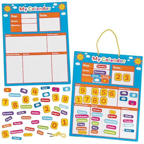 Baker Ross FN437 My First Daily Magnetic Calendar - Pack of 1, Kids Calendar with Moveable Pieces