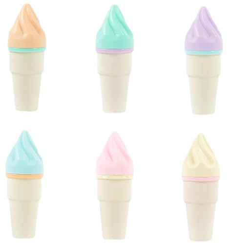 HOMSFOU 6 Marqueurs Fluorescents de Cornet de Crème Glacée, Légers et Compacts en Abs, pour Fournitures de Scrapbooking et Bureau, Lot de 6