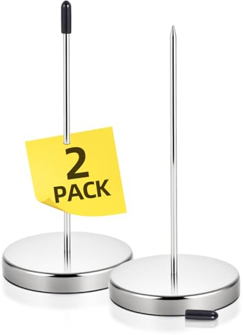 Shelvestar 2 Pcs Desk Receipt Holder - Bill Fork Ticket Spike, Restaurant Check Spindle, Memo Holder Silver