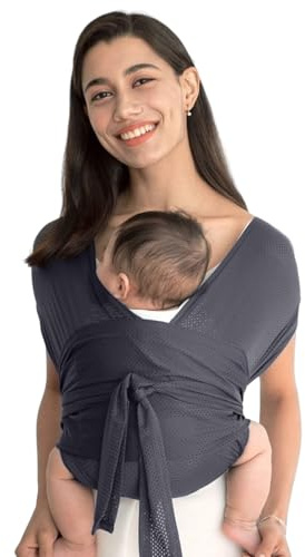 Fascia Neonato – Rete Traspirante Fascia Porta Bebe, Facile da Indossare Fascia Neonato 0-36 Mesi, Ideale per Neonati e Bambini Piccoli Fino a 15kg