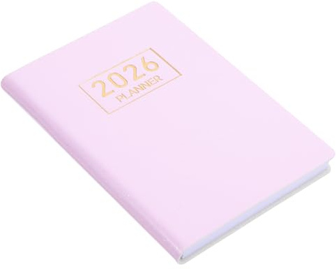 TOYZFRIENDY Planificador Compacto 2026 A7 Tamaño Mini, Agenda Semanal y Mensual en Inglés con Cubierta Pu Rosa Estrellada, Calendario de Bolsillo para Trabajo y Organización Diaria