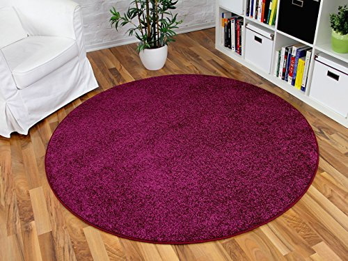 Hochflor Velours Teppich Triumph Brombeere Lila Rund in 7 Größen