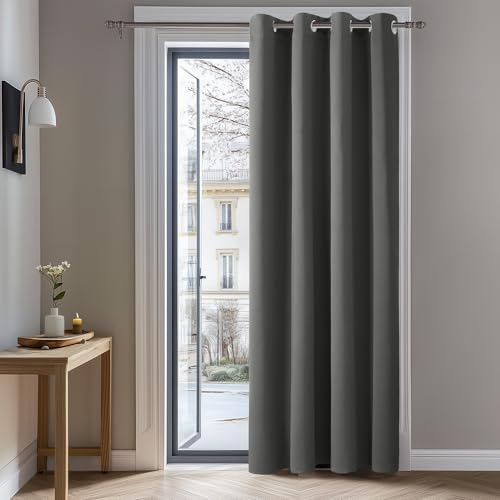 Deconovo gardiner bullerskydd gardin halsduk mörkare ogenomskinlig, 183x132 cm (höjd x bredd), ljusgrå, 1 bit