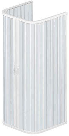 Duschkabine Dora 80 x 80 x 80 cm Modell Dora mit 3 Seiten, reduzierbar, Doppeltür mit Öffnung in der Mitte, aus PVC, Farbe Weiß