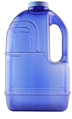 New Wave Enviro 1 Gallon Square BPA Free Bottle with Screw Top Cap and Integrated Handle, Space Saving Design, Ideal for Gym and Outdoor Life, Blue
