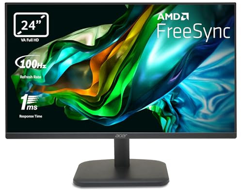 Acer EK241YHBIF - Monitor 24  Full HD 100 Hz (60 cm, 1920x1080, 16:9, 250 Nits, Tiempo de Respuesta 1 ms VRB, AMD FreeSync, Zero Frame 1xVGA, 1xHDMI 1.4) Monitor PC Color Negro
