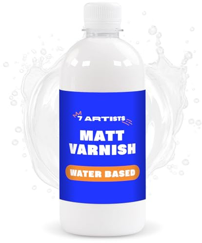 7 Artists Vernis Acrylique Mat 500 ml – Transparent Vernis Mat pour Surfaces Peintes à l’Acryl | Verni Incolore pour Toile, Argile, Bois, Galet | Vernis Peinture Acrylique pour Loisir Creatif