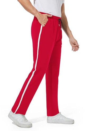 Pantalon de Jogging Homme Coton, Pantalon Décontracté de Survêtement, Pantalons de Sport Fitness Training Yoga, Sweatpants d'été et d'hiver (Rouge, XXL)