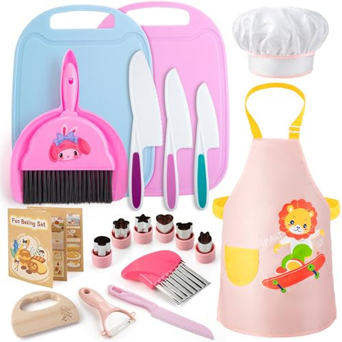 20 Pezzi Coltelli da Cucina per Bambini Set, Coltello Bambini Montessori per Tagliare, Coltelli Bambini per Tagliare, Regalo di Natale o di Compleanno Perfetto per I Bambini di Età Superiore ai 3 Anni