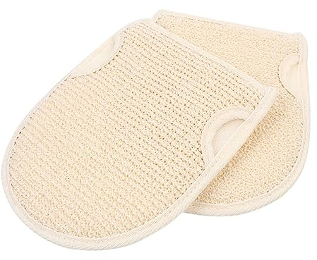 Gloves Beige Exfoliating Linen Double-side Cotton Bath 2pcs