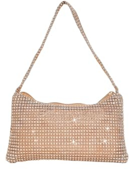 LSFYSZD Bolsos de noche para mujer, bolso de mano con diamantes de imitación, mini bolsos cruzados para fiesta de cóctel, oro rosa, 9in