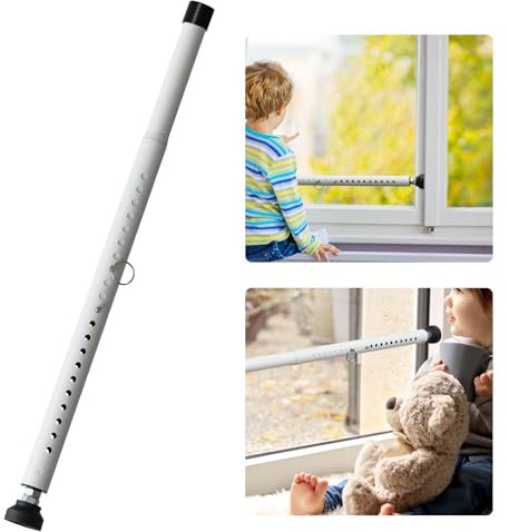 POKUSI Sliding Door Security Bar, Adjustable Length for 17-51 inches Sliding Glass Door Security Bar,1 Inch Heavy Duty Sliding Door Lock Bar for Patio, Bacony, Apartment, White