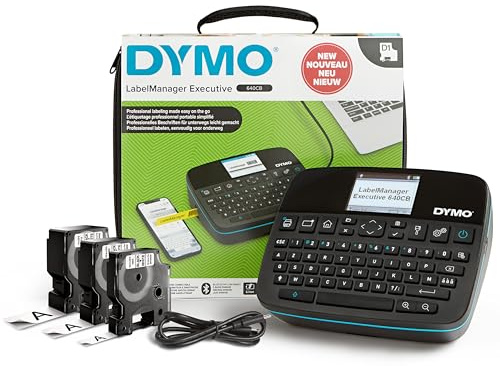 DYMO LabelManager Executive 640 CB Etikettendrucker mit Transportkoffer und 3 D1-Kassetten | Kompakter Etikettendrucker mit AZERTY-Tastatur | Bluetooth und USB Konnektivität