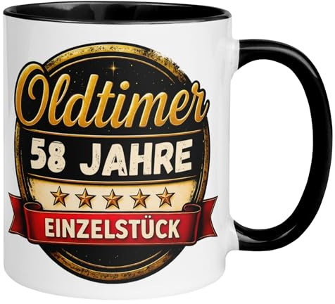 58. Geburtstag Mann Geschenk Tasse | Oldtimer – 58 Jahre Einzelstück | 58ter Geburtstag - Witziges Geburtstagsgeschenk Männer | Lustige Geburtstagstasse mit Spruch 58 Geburtstag | Made in Germany