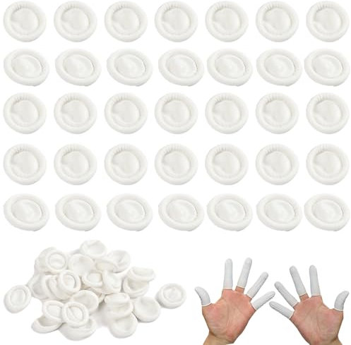 Huybaa 100PCS gants en Latex, Doigtiers, Protège Doigt Jetables pour Doigt Blessé, Doigt Fissuré, Nail Art, DIY, Artisanat (Blanc)