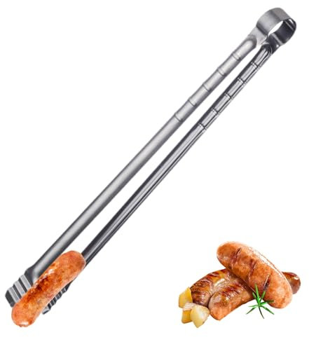 Pinzas para barbacoa, pinzas para barbacoa al aire libre, pinzas de metal largas de alto rendimiento, utensilios de cocina multiusos para carne, salchichas, verduras y pescado