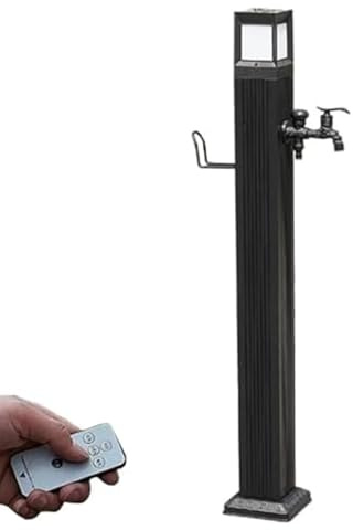 Elegante columna de agua solar de acero inoxidable para exteriores, fuente vertical cuadrada para césped, 74 cm, función de agua de jardín, solución de riego moderna