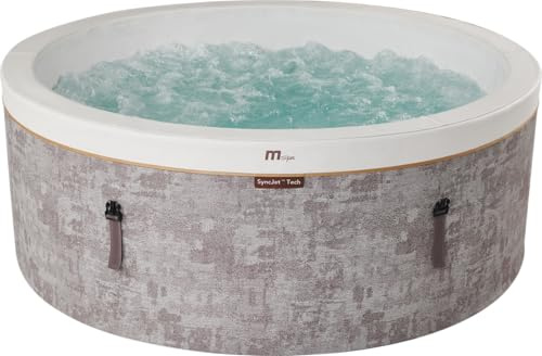 MSpa Whirlpool Cocoon 180 x 180 x 65 cm – Bañera de hidromasaje Hinchable para 6 Personas con 130 chorros de Aire, 3 hidrochorros SyncJet, calefacción PTC, desinfección UVC+, Sistema antiescarcha y