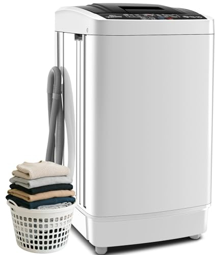 Nictemaw 2.8 Cu.ft Portable Washing Machine, 20 lbs Capacity Full Automatic Washing Machine with 10 Wash Programs, LED Display & Drain Pump, Portable Washer for Apartments, RV, Dorm, Home, Off-white