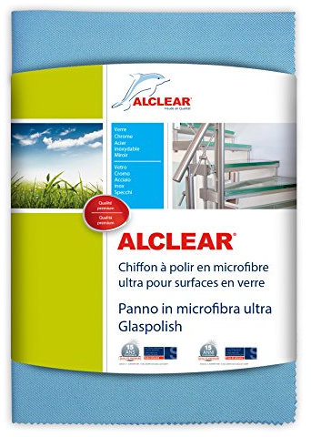 ALCLEAR 820051UM Poliertuch, Mikrofaser Ultra für die Oberflächen aus Glas blau Maße 70 x 50 cm