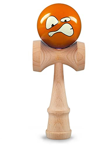 Ganzoo kendama bilboquet japonais en bois de hetre bleu noir, boule 6 cm avec trou, 3 coupelles laterales et base, pointe pour reception, cordon nylon resistant, hauteur 16 cm, ideal figures dexterite