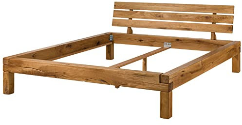 Balkenbett 180x200cm Balkeneiche massiv KRAKAU #203