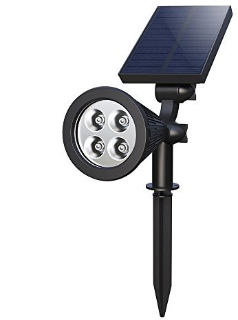 REY Foco Suelo Solar 4 LED Pincho Jardín Luz Alumbrado Ajustable Exterior Impermeable Pared Aire Libre