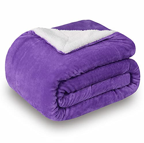 SOCHOW Sherpa Fleece Throw Blanket, Double-Sided Super Soft Luxurious Plush Blanket 127cm×150cm, Purple