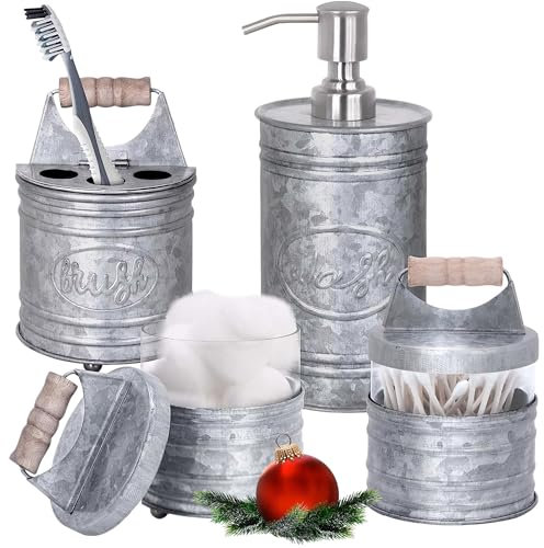 Autumn Alley Galvanized Rustic Farmhouse Bathroom Accessories Set, 4 Pc