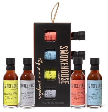 Smokehouse by Thoughfully Gourmet BBQ Saucen Probier-Set - Geschenkbox mit 4 veganen Barbecue Grill-Saucen - 4 x 45 ml
