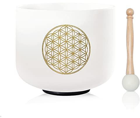 CVNC 528HZ C Note 8 Inch Flower Of Life Crystal Singing Bowl Meditation Sound Bath Sound Healing Chakra Singing Bowl